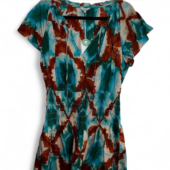 RAILS NWT SIZE XL TIE-DYE SHIBORI CINCH WAIST DRESS - Picture 4 of 10